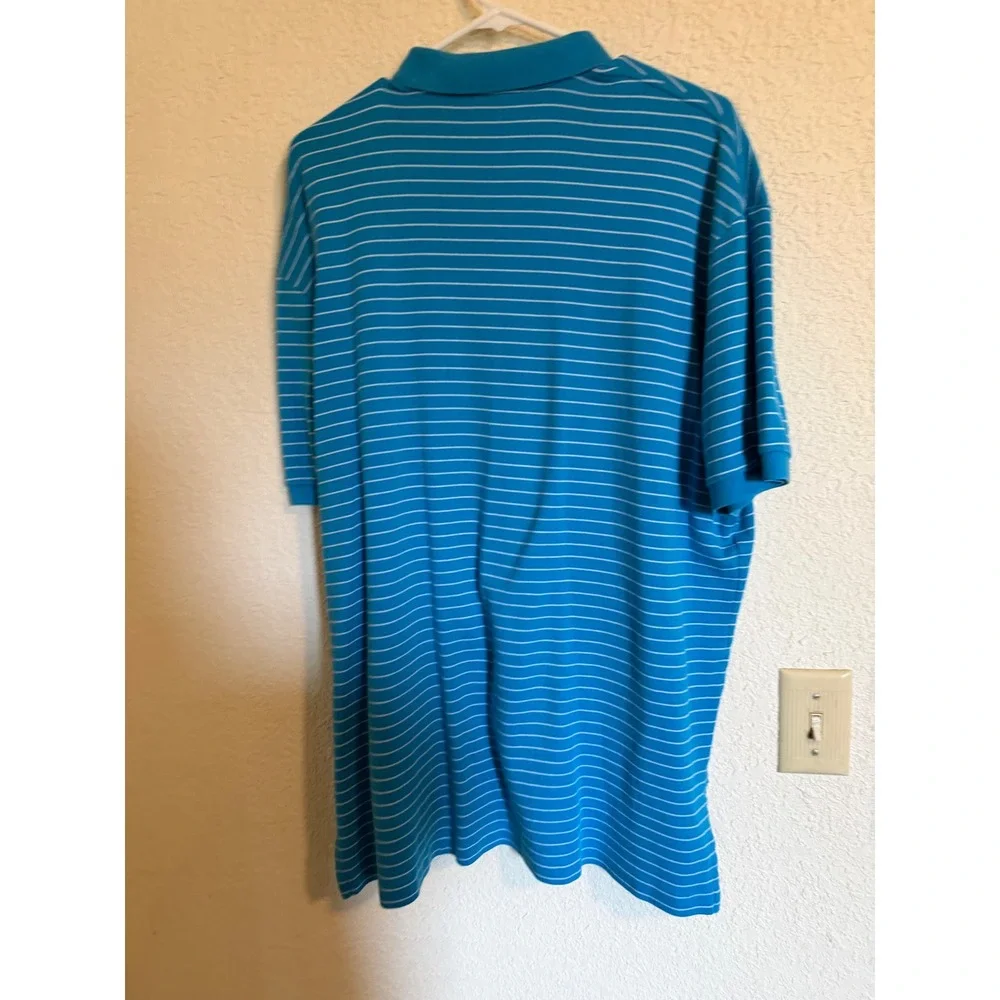 Polo Ralph Lauren Mens XL Blue White Striped Short Sleeve Cotton Polo Shirt